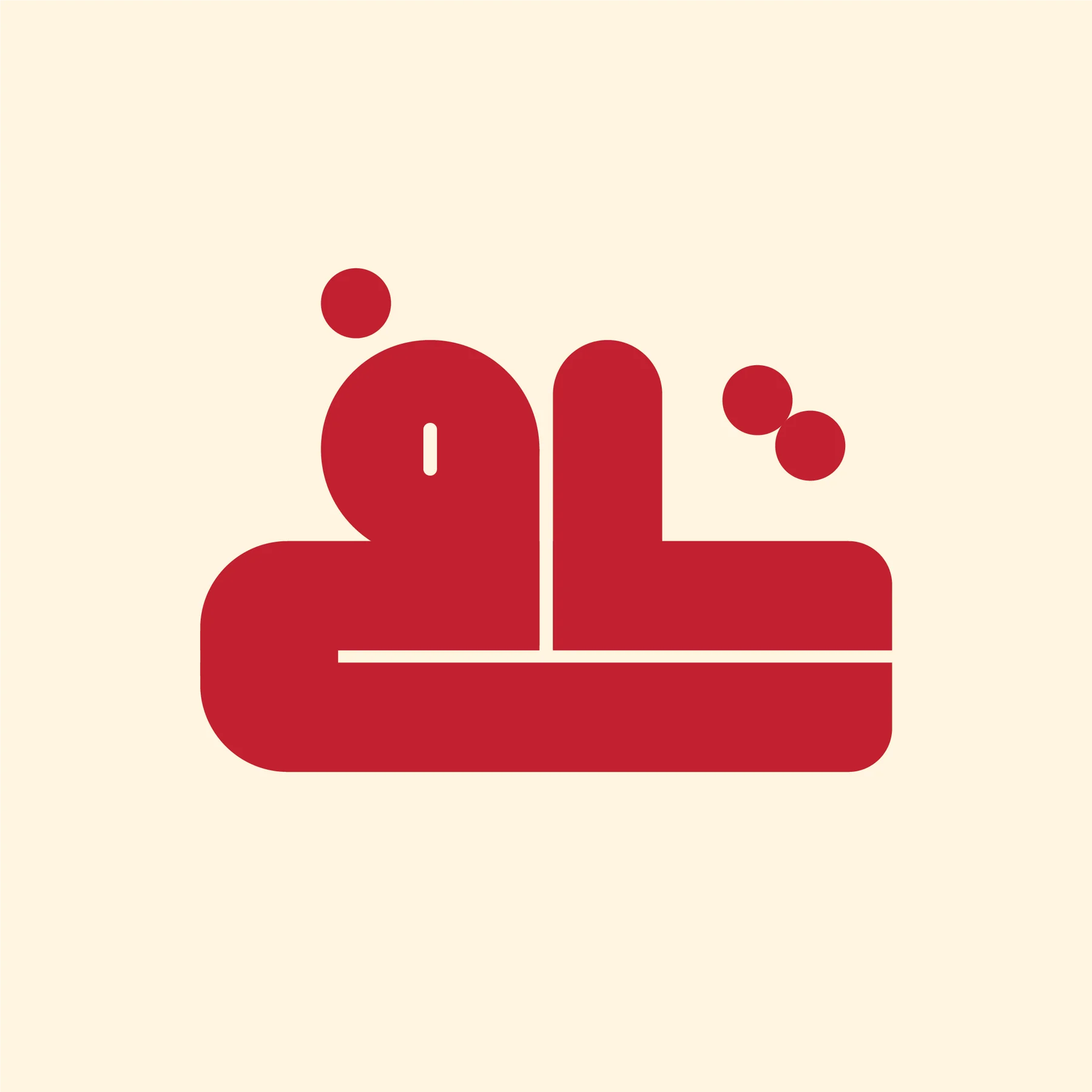Bold red Persian logotype on cream