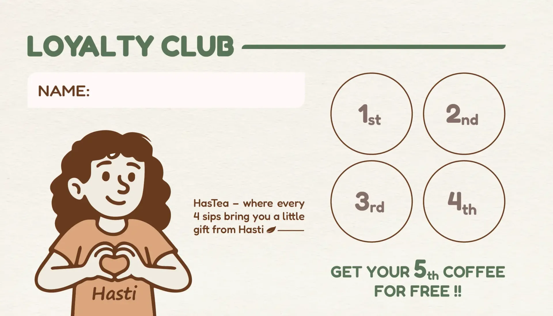 Earlier loyalty card, stamp side