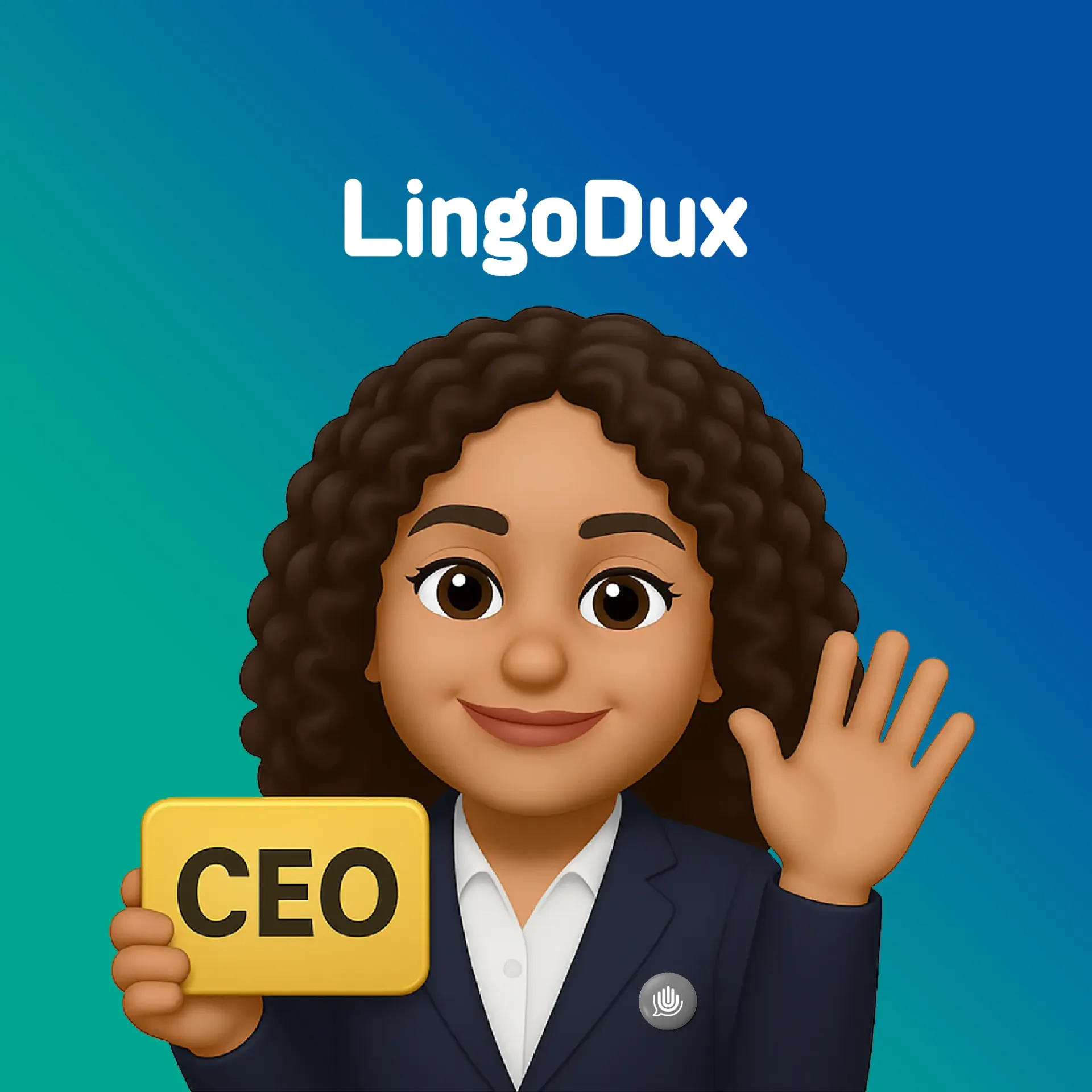 LingoDux holding a CEO sign