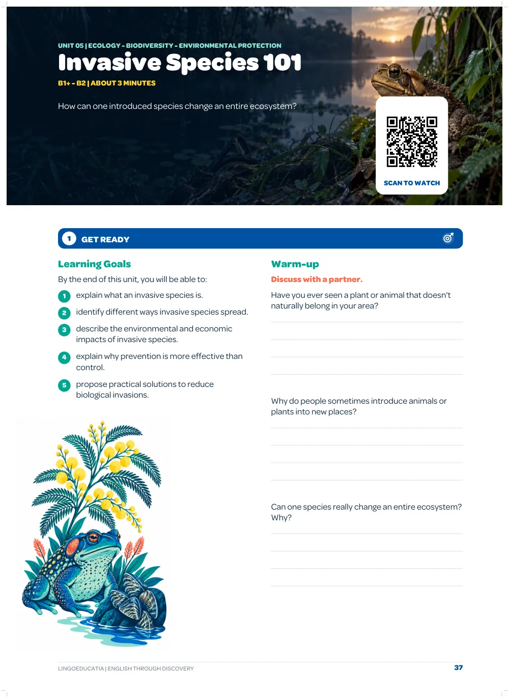 NatGeo 101, Unit 5 — Invasive Species 101, page 1: unit opener: learning goals and warm-up
