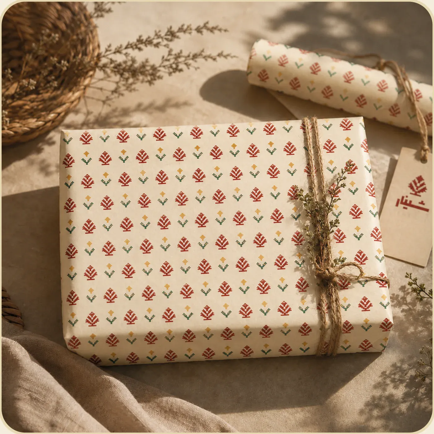 Shinar wrapping paper in the primary motif pattern